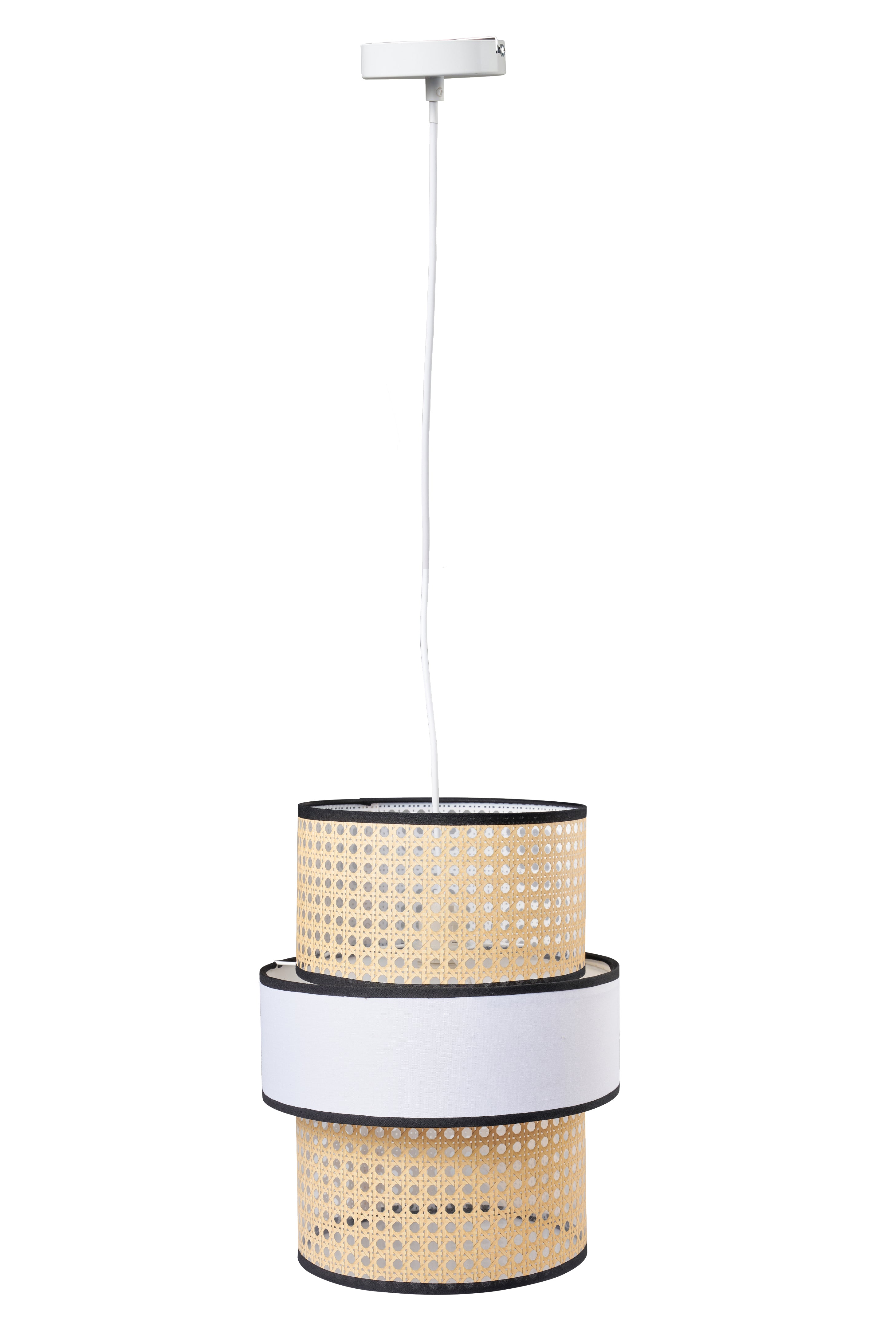 Lampadario tessuto e rattan