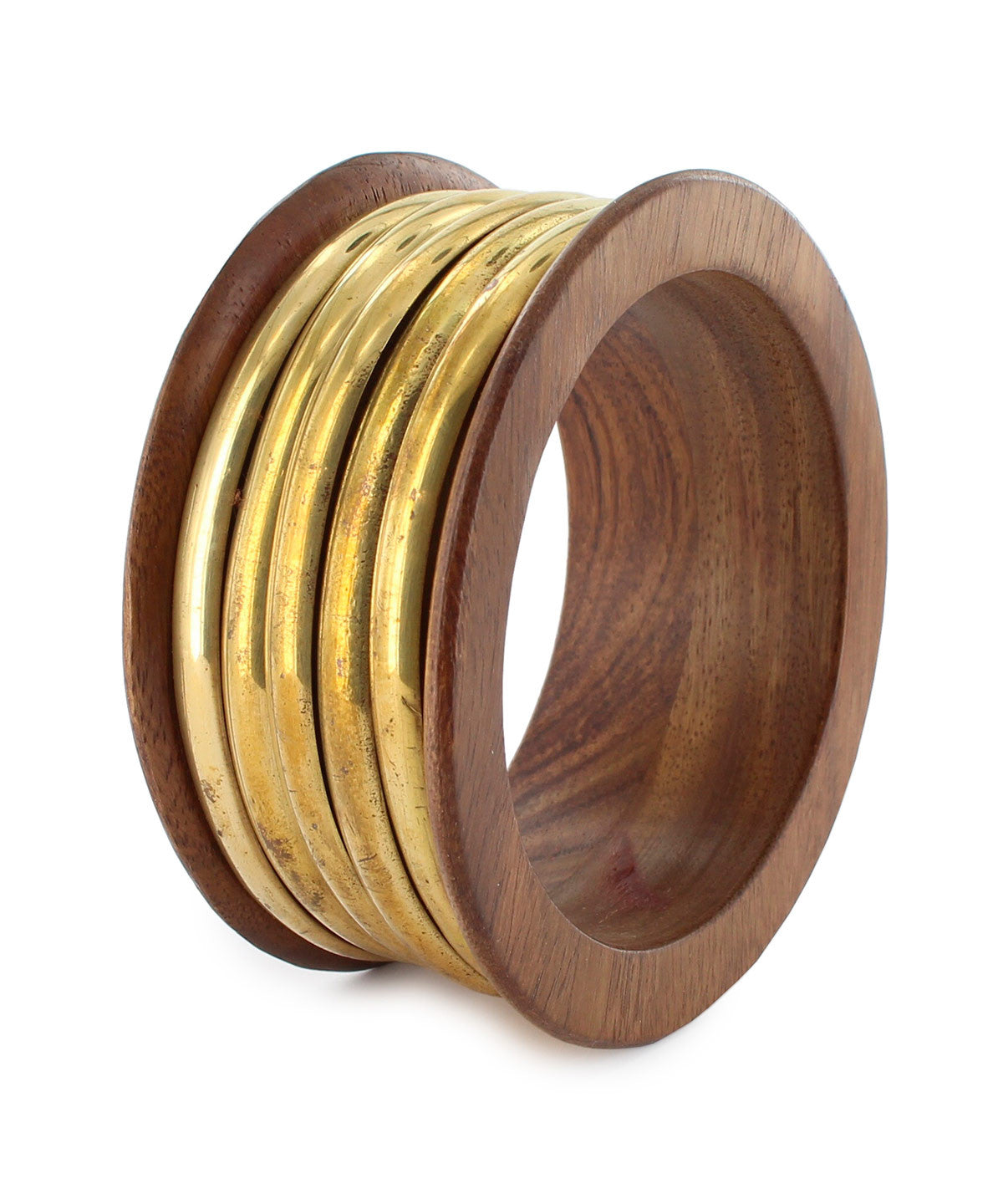 Bracciale righe legno/ottone