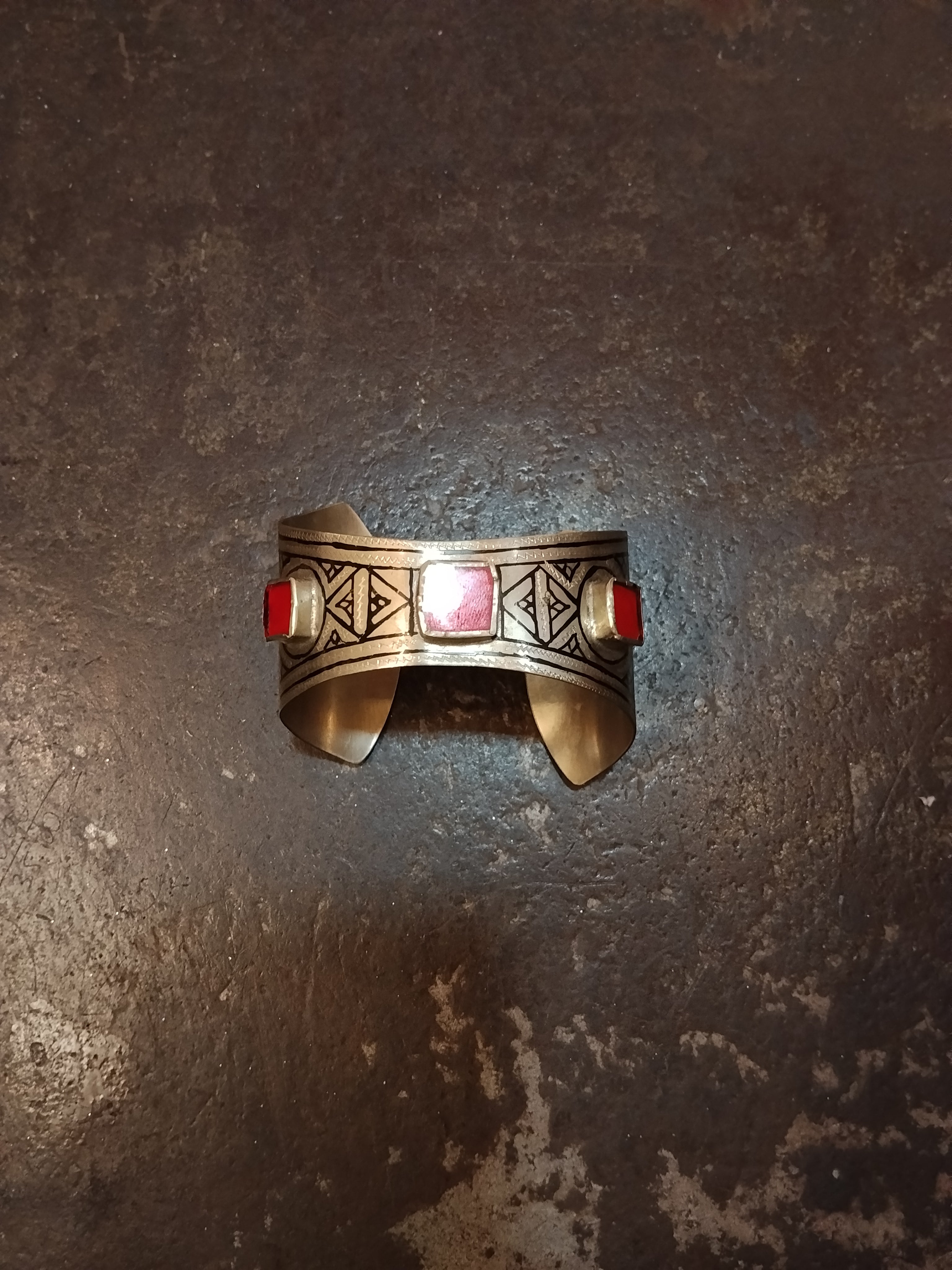 Bracciale Tuareg 3 vetri rossi