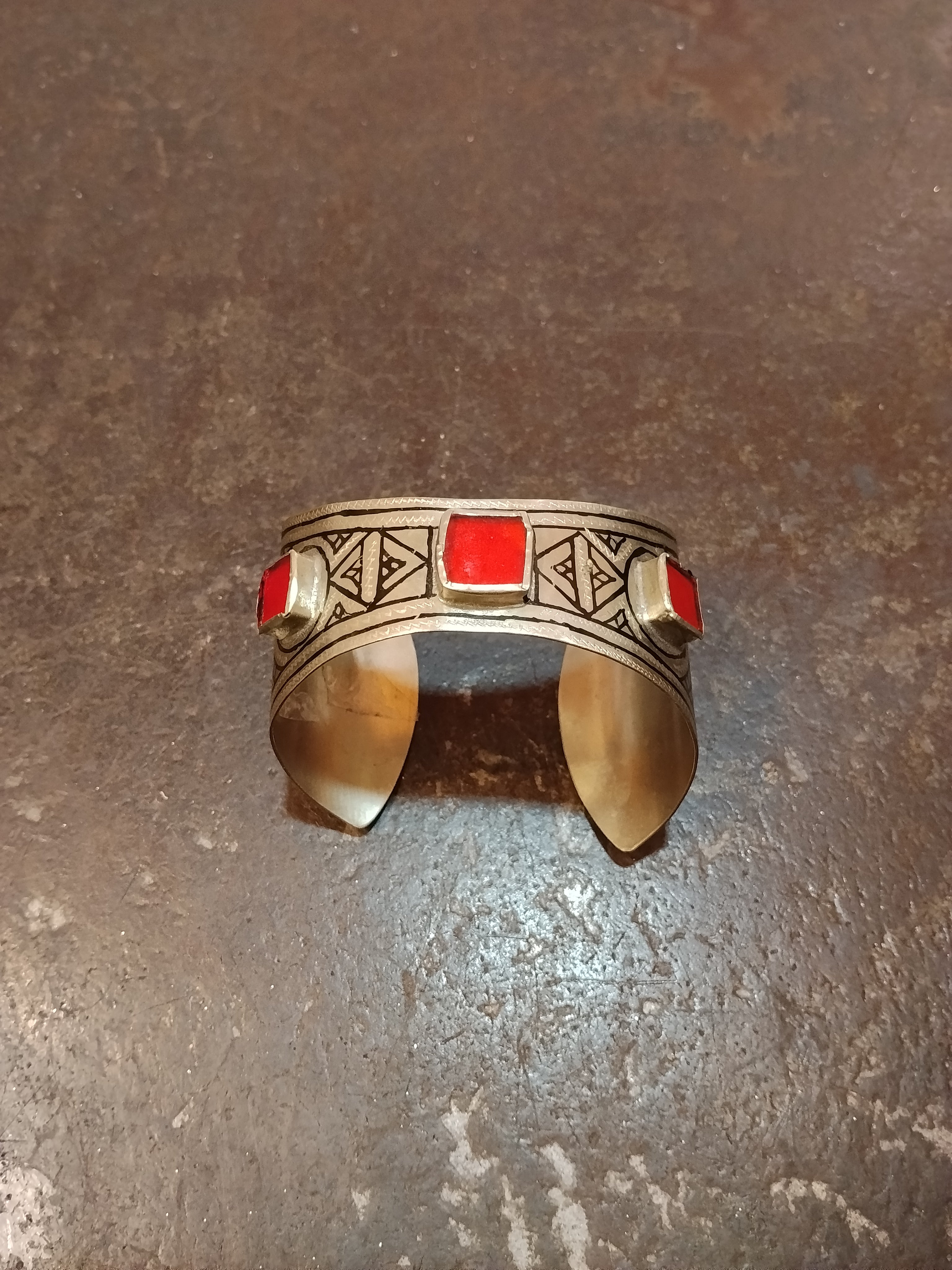 Bracciale Tuareg 3 vetri rossi